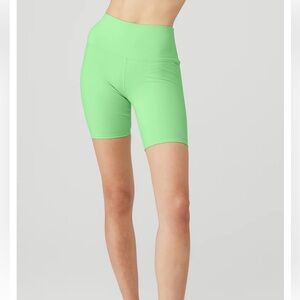 ALO Yoga Green High-Waist Bike Shorts